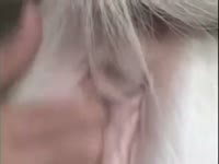 Disgusting bestiality fisting at the farm with a white pony